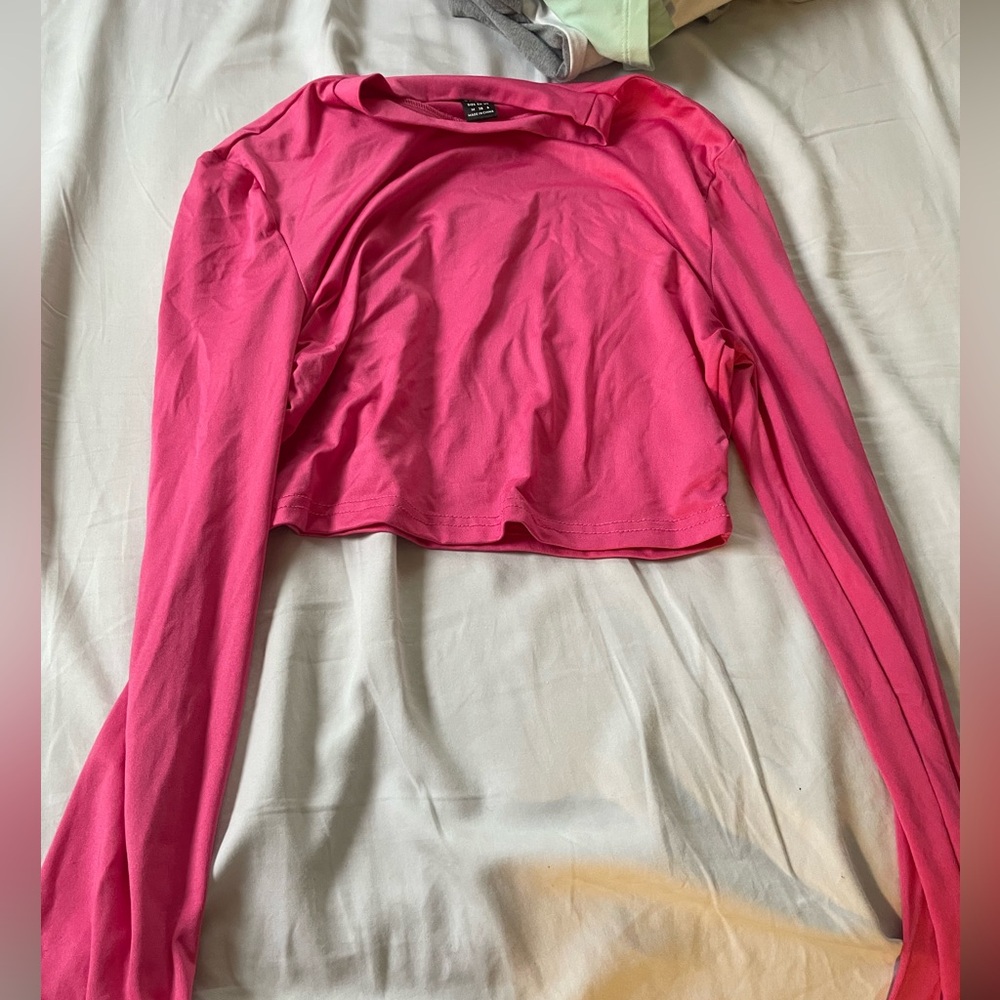 Pink SHEIN cropped long sleeve